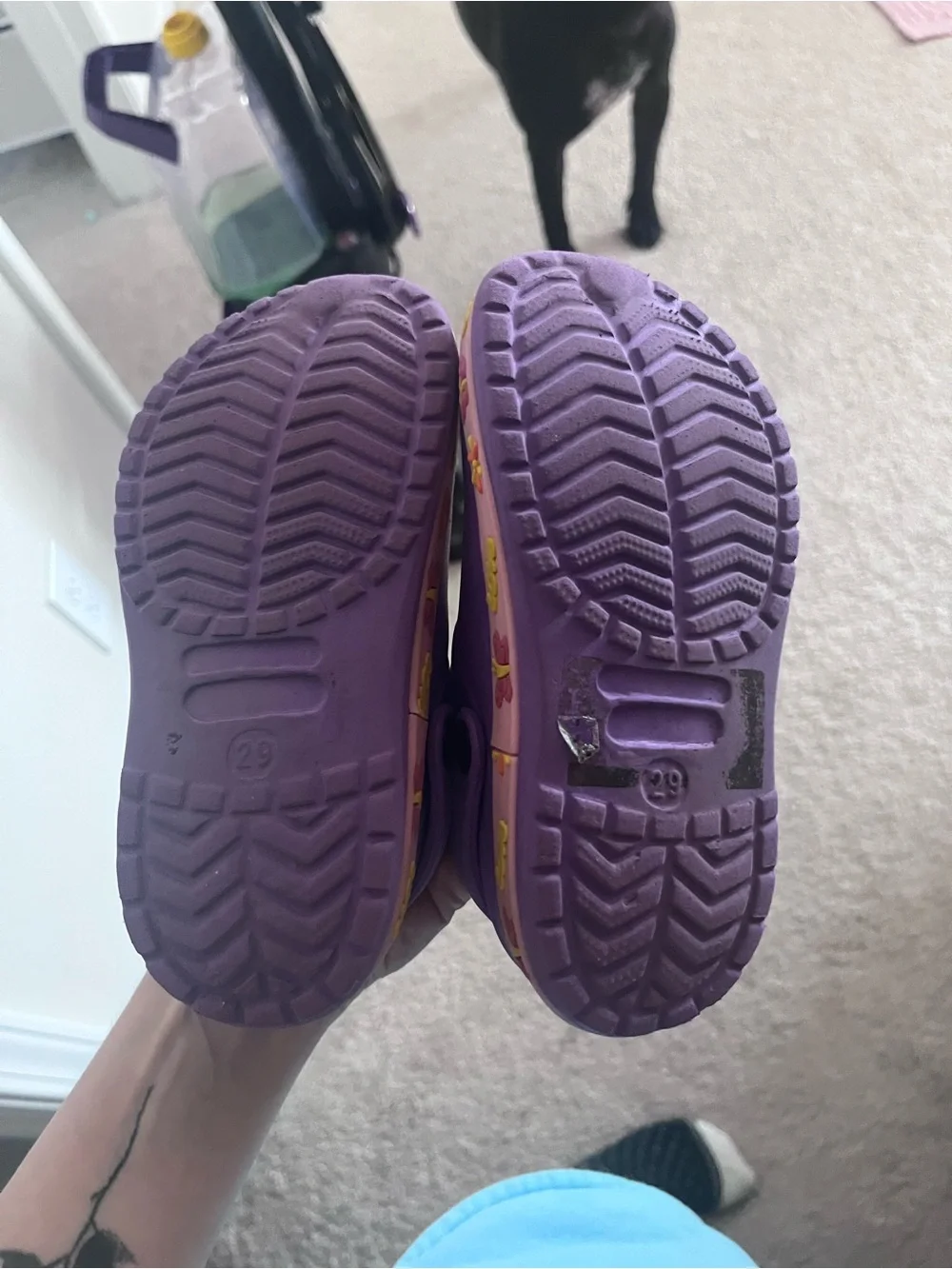 Kids Purple Slip-On Clogs with Rainbow Butterfly Charm